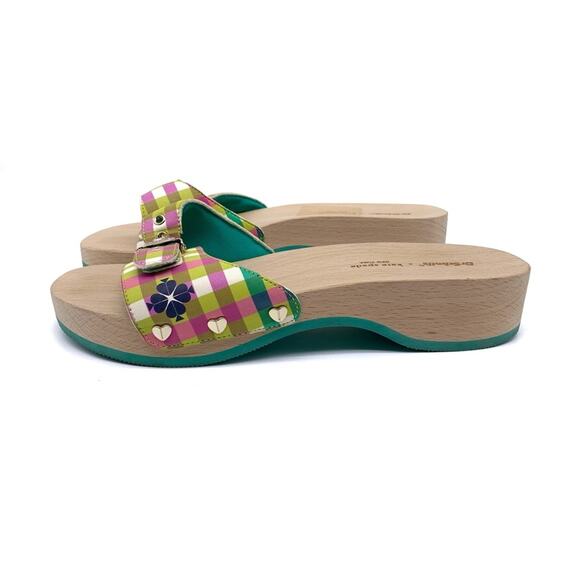 DR. SCHOLL'S x KATE SPADE New York Bella Plaid Slide Sandal Pink Green White 7 - Picture 5 of 10